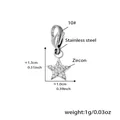 Silberner Sternanhänger aus Edelstahl mit Zirkonia und Karabinerverschluss für Schmuck - Zirkon Stern Anhänger / Stahlfarbener Stern Zirkon