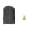 Gray silicone cat corner groomer brush with a complimentary catnip bag for massage - Small / Gray