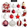 Set di 72 decorazioni per l'albero di Natale con palline rosse, bianche e forme - Stile Calza Pupazzo di Neve Rosso Bianco