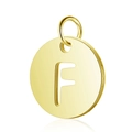 Pendentif rond en acier inoxydable doré avec lettre F majuscule évidée - Or Lettre Creuse F (T514G-F)