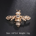 Cute bee insect brooch in gold alloy with white and black sparkling rhinestones - Large Gold Rhinestone Bee