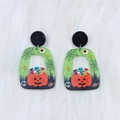 Halloween acrylic earrings featuring orange pumpkin and green frame candy designs - Pumpkin