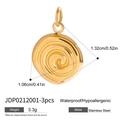 Golden spiral ocean pendant in waterproof stainless steel with detailed dimensions - Spiral Style (JDP0212001-3pcs)