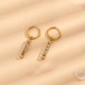 Elegant gold titanium steel geometric earrings with sparkling crystals for a luxury look - Gold