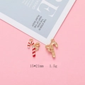 Ciondolo a forma di bastoncino di zucchero natalizio a strisce bianche e rosse 15x21mm - Bastoncino di Zucchero (F303-1) / 10 Pezzi/Confezione (15*21mm)