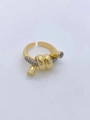 Anello aperto a nodo dorato irregolare da donna con accenti in zirconi brillanti - Stile a Nodo Intrecciato (004#)