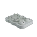 Light gray silicone ice cube mold featuring 6 varied rose, star, and sphere cavities - Diamond Rose Sphere Morandi Green