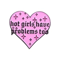 Pink heart-shaped punk badge with hot girls have problems too text and black stars - Pink Black Stars Style (QHXZ2234)