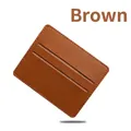Slim brown faux leather card holder with multiple card slots and litchi texture - 2 Slots Minimalist / Brown