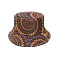 Bucket hat featuring a vibrant psychedelic spiral kaleidoscope in green and purple - M (56-58cm) / Psychedelic Geometric Spiral (J)