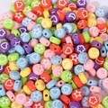 Colorful acrylic beads for DIY jewelry making with star, heart, and moon patterns - 4x7mm Light Colored Star Moon (100pcs)