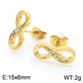 Elegant 18k gold plated infinity symbol stud earrings with sparkling white cubic zirconia - Gold Infinity Stud Earrings (KE115149-KFC)