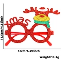 Close-up of Xmas glitter glasses with reindeer design and product dimensions measurements - Xmas Red Elk Style