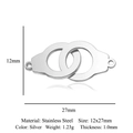 Silver stainless steel interlocking ring connector with 12x27mm dimensions and technical specs - Silver Handcuffs (5Pcs/Pack)