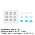 Stampo in silicone bianco con 9 mini nuvole e campioni di nuvole in resina blu finiti - 1# Grigio - Nuvola a 9 Fori (B669)