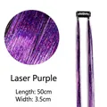 50cm laser purple tinsel hair extension with black BB clip for party hairstyling - Laser Purple