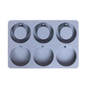 Detailed top view of 6-cavity grey silicone mold for hollow round soaps and crafts - 6-Cavity Round Ring Soap Silicone Mold (Grey)