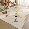 Educational world map children's carpet in beige with animals for playrooms - Crystal Velvet - World Adventure Warm