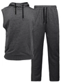 Set sportivo da uomo grigio scuro con felpa con cappuccio senza maniche e pantaloni lunghi - S / Grigio