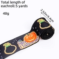 5 yards Halloween ribbon with orange pumpkins and Happy Halloween print on black fabric - Poison Pumpkin Style