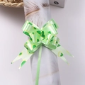 Light green pull bow ribbon with dark green and yellow heart patterns for gift wrapping - Green Heart