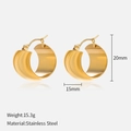 Pendientes de aro geométricos de acero inoxidable bañados en oro de 14K - 01# Pendientes de Aro Anchos Dorados