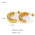 Orecchini a cerchio intrecciati dorati in rame con un elegante design a croissant - Stile Cerchio Intrecciato (NYH-HT608)