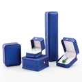 Royal blue faux leather jewelry box set for rings, pendants and long bracelets - Ring Box / Royal Blue