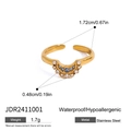 Offener Ring aus 18k vergoldetem Edelstahl mit blau-weißen bunten Strasssteinen - Mond Stil (JDR2411001)