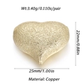 Detailed view of matte gold heart earrings in copper with 25mm x 22mm measurements - Ysn025-09 / 18K Gold