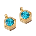Ciondolo esagonale dorato con pietra di zircone blu sfaccettata per gioielli - Esagono-Blu Chiaro