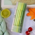 6-piece set of Morandi gradient green gel pens with matte texture in a clear PP box - Dark Green Series