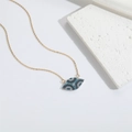 Gold choker necklace with blue Evil Eye pendant encrusted with sparkling crystals - Oval (Silver)