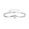 Sparkling S925 sterling silver heart zircon bracelet with elegant snake chain design - 925 Silver / Silver