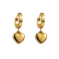 Orecchini a cerchio con cuore in acciaio inossidabile dorato lucido stile minimalista - Cuore Solido