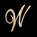 Golden letter W brooch with crystal rhinestones for women, elegant fashion accessory - Letter W Style (2255) / Gold W