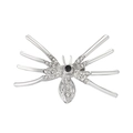 Gothic silver spider brooch with black main stone and sparkling crystal accents - Silver Spider Brooch (K-1141)