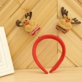 Christmas reindeer headband with red plush band and brown reindeer head ornaments - Striped Reindeer