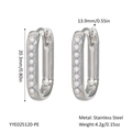 Detailed size chart for U-shaped stainless steel earrings with inlaid pearls and measurements - Silver U-shaped White Pearl Style (YYE025120-PE)