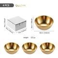 Set mit 4 goldenen Edelstahl-Saucenschalen mit detaillierten Größenangaben - Gold Groß 4 Stück