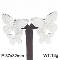 Pendientes de mariposa plateados minimalistas con diseño de capas estilo vintage - Estilo de Doble Mariposa / Color Acero