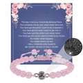 Bracelet perles roses avec pierre de projection Je t'aime et carte cadeau femme - À ma nièce / Quartz Rose