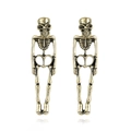 Gothic skeleton drop earrings in vintage gold finish with detailed skull and bone design - Movable Joint Skeleton / Antique Bronze