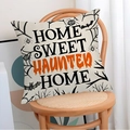Halloween kussensloop Home Sweet Haunted Home met spinnenwebben en vleermuizen print - Home Sweet Haunted Home Patroon
