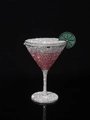 Luxury martini glass shaped evening clutch with gradient pink crystals and lime detail - 12x20 Cocktail Glass Pink