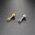 Bloemvormige zirkoon oorknopjes in goud en zilver met schroefsluiting voor kraakbeen - Driebladige Bloem / Zilver