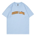 T-shirt bleu clair Sturniolo Triplets Fresh Love avec imprimé graphique orange - Rose bonbon