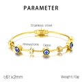 Detailed parameter diagram of evil eye bangle with dimensions and stainless steel material - Evil Eye Style (KB183229-HM)