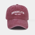 Casquette de baseball rouge foncé délavée vintage avec broderie Brooklyn pour le soleil - Bordeaux