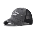 Distressed black wash trucker hat with SHOW SUPERVISOR print and breathable mesh back - Adjustable / Black